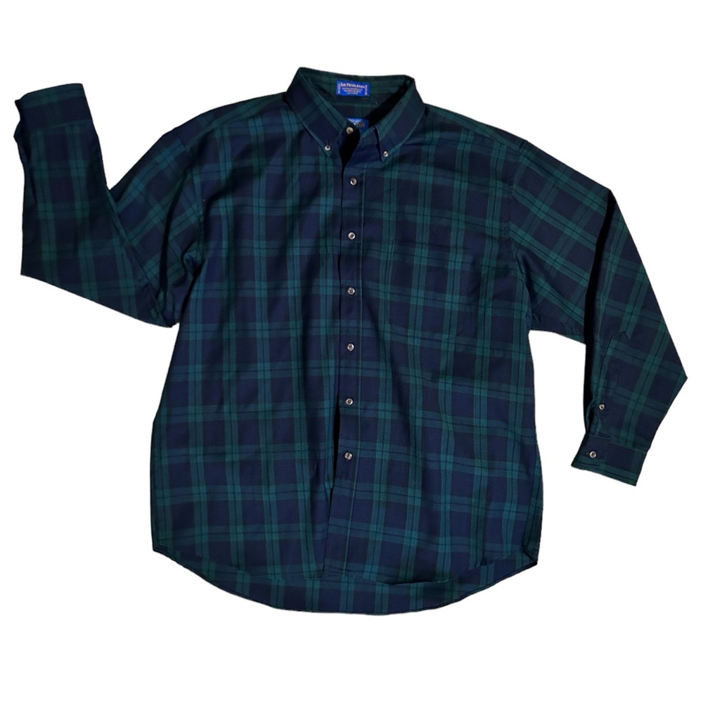 Sir Pendleton Men's XLarge Authentic Black Watch Tartan Plaid Wool Shirt Green